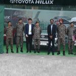 TKM displayed special-purpose Hilux (two vehicles) modified with the support of an authorized external vendor, that can fulfil specific customer requirements, suiting varied needs, and apt for army usage